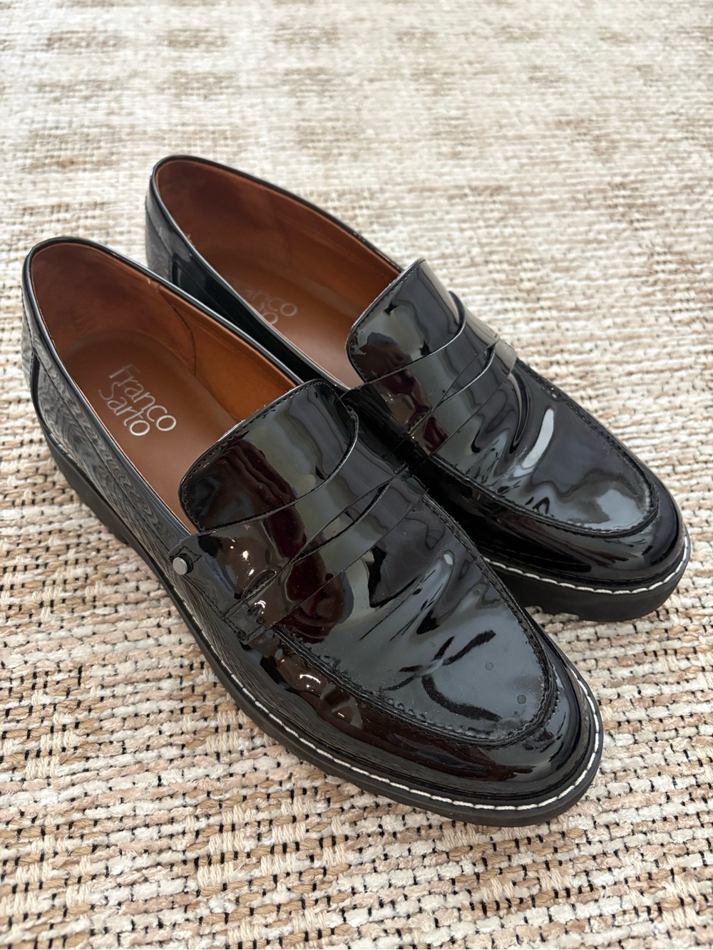 Franco Sarto Men’s Black Patent Penny Loafers